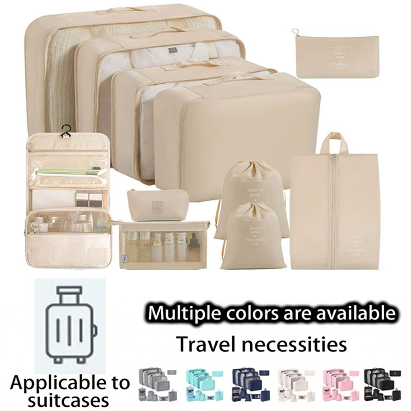 Tech Accessories Travel Bag - ชุดกระเป๋าจัดเก็บสำหรับเดินทาง 7/8/9/10 ชิ้น กระเป๋าจัดระเบียบอุปกรณ์อาบน้ำดิจิทัล กระเป๋าจัดระเบียบสำหรับใส่เสื้อผ้า รองเท้า