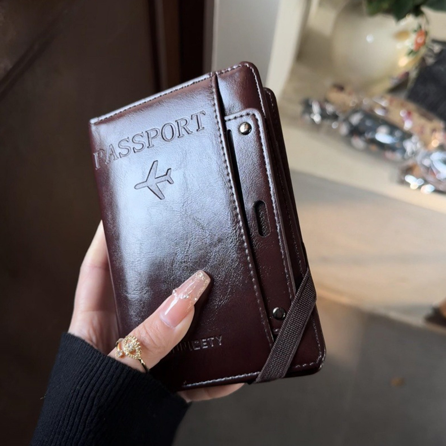 Tech Accessories Travel Bag - กระเป๋าใส่หนังสือเดินทางและกระเป๋าสตางค์แบบรวม, ป้องกันการโจรกรรม, ป้องกันการลบข้อมูลแม่เหล็ก, กระเป๋าใส่เอกสารและบัตรอเนกประสงค์, กระเป๋าใส่ตั๋วเดินทาง, กระเป๋าใส่เอกสารธุรกิจแบบพกพา,