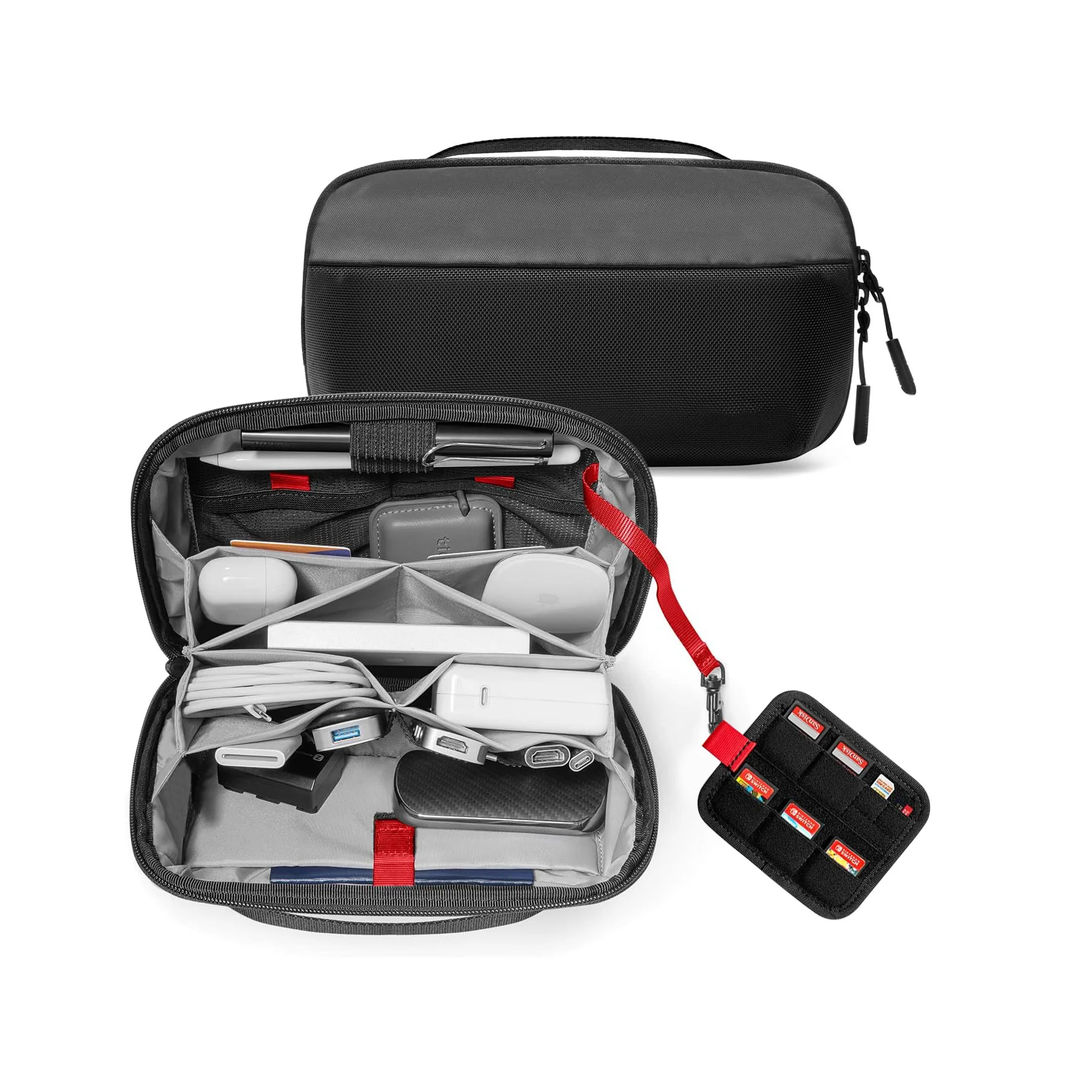 Tech Accessories Shop - กระเป๋าจัดระเบียบอุปกรณ์เทคโนโลยีสำหรับการเดินทาง กันน้ำ ช่องใส่ของหลายช่อง สำหรับสายชาร์จ แบตสำรอง