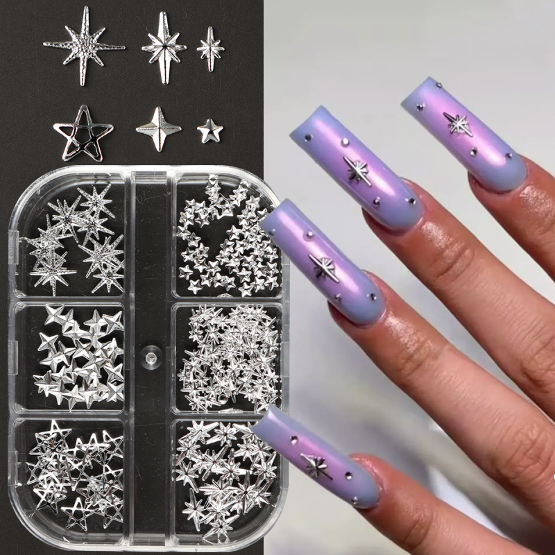 Y2K Tech Accessories - โลหะ Silver Star เล็บ Rivet Studs