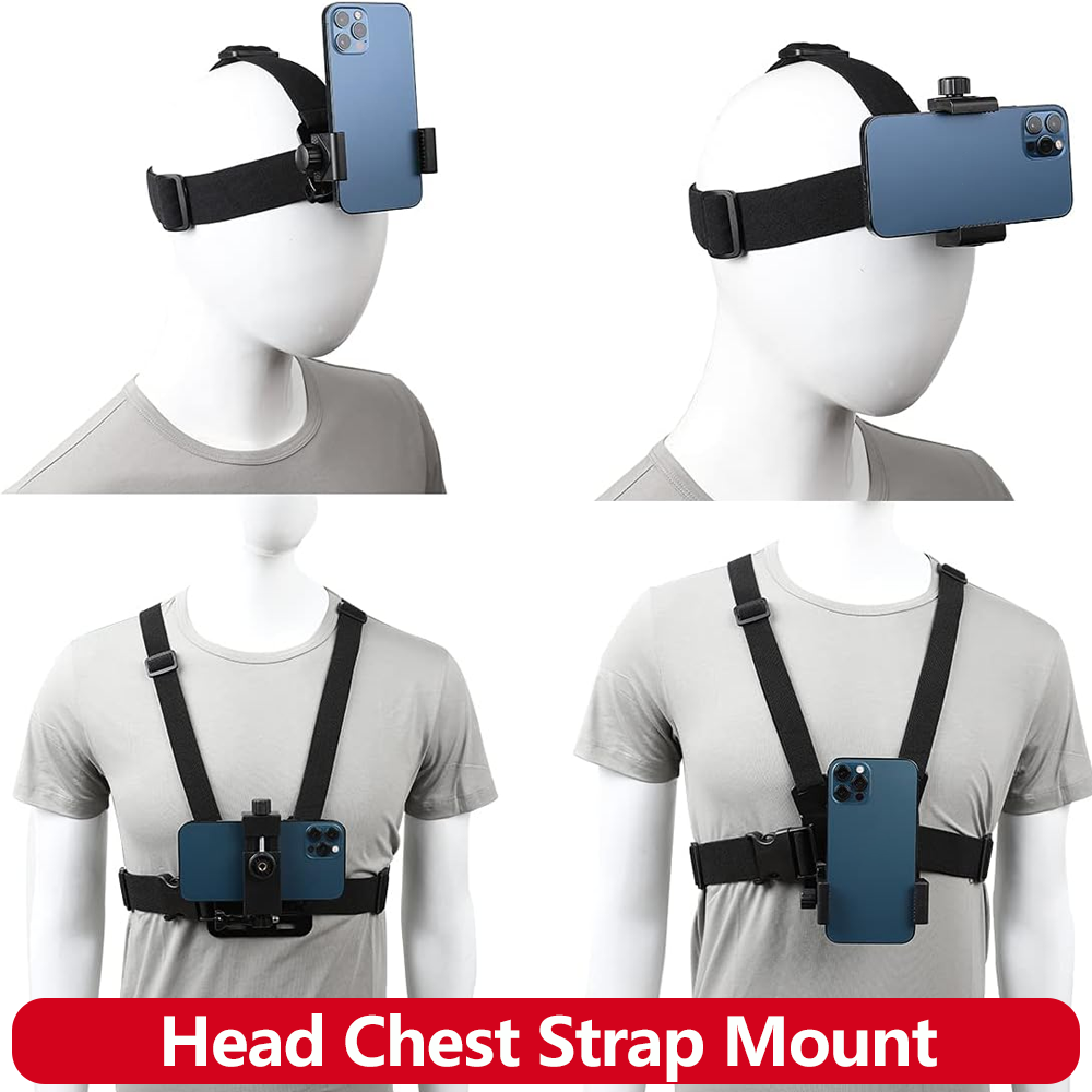 Mobile Tech Accessories - สายรัดหน้าอกสำหรับโทรศัพท์มือถือ ชุดอุปกรณ์ยึดโทรศัพท์มือถือ คลิปหนีบโทรศัพท์สำหรับ iPhone/Samsung สำหรับกล้อง GoPro