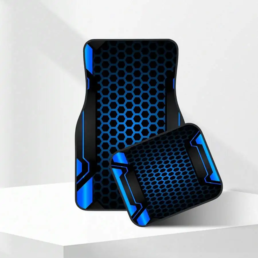 Tech Inspired Accessories - ชุดพรมปูพื้นรถยนต์ลายขอบแบบ 2 มิติ 4 ชิ้น ดีไซน์ทันสมัย