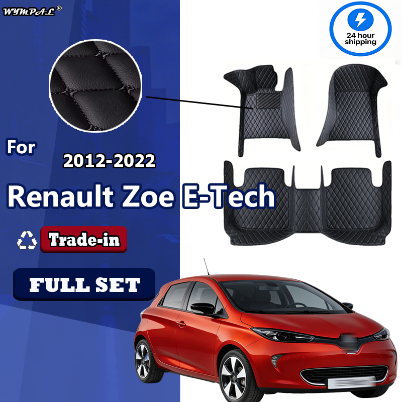 Tech Accessories Luxury - หรูหราหนังรถเสื่อสำหรับเรโนลต์โซอี-เทคไฟฟ้า 2012 ~ 2022 5 ที่นั่งป้องกันสิ่งสกปรกรถพรมปูพื้นอุปกรณ์เสริมในรถยนต์