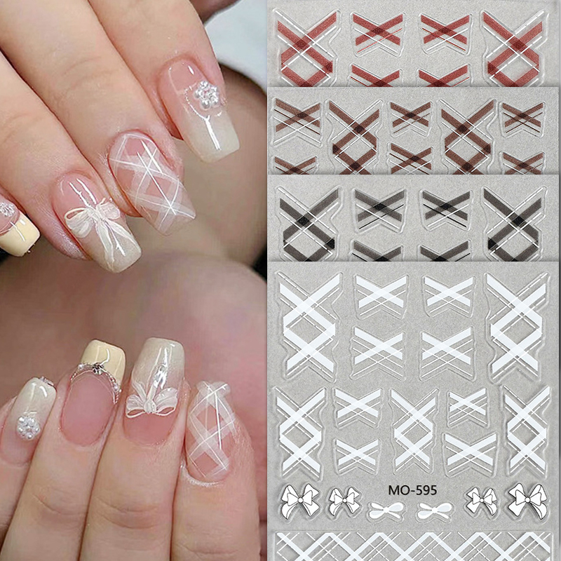Y2K Tech Accessories - 1 PC สีขาว Bowknot ตกแต่งเล็บ Y2K
